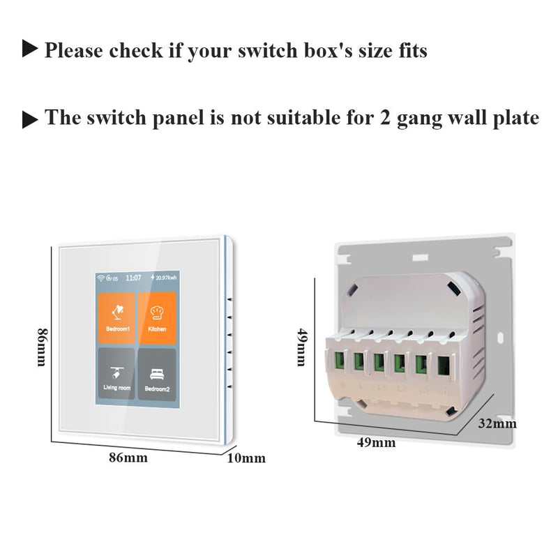 LANBON LCD 4 Gang Smart Light Switch,by Mesh WiFi No Lag & Drop, Neutral Wire Required Working with Smart Living APP Supports Alexa&Google Home,Home Assistant (L8-HS4-Sl-White)