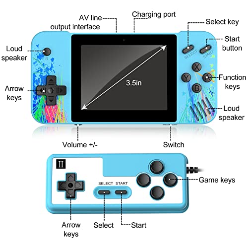 Yumcute Handheld Game Console,800 Classic Games 3.5-Inch IPS Screen, Mini Retro Game Console 1200mAh Rechargeable Battery Supports 2 Players Connected TV, Portable Game Console Gifts for Adults Kids