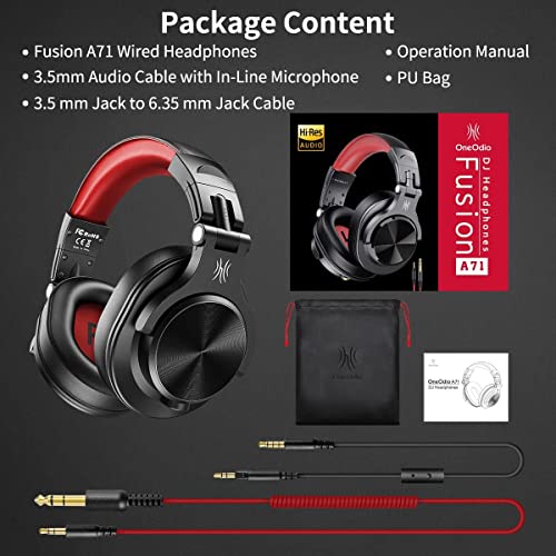 OneOdio DJ Headphones, Over Ear Headphones for Studio Monitoring and Mixing, Professional Headset with Stereo Bass Sound, Foldable Headphones Suitable for Electric Drum Keyboard Guitar Amplifier