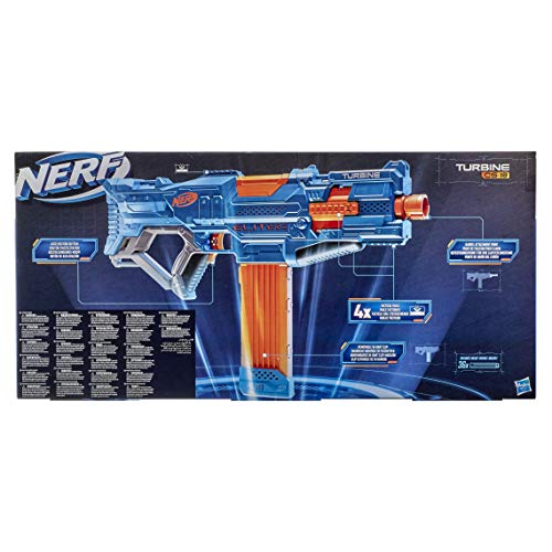 Nerf Elite 2.0 Turbine CS-18 Motorised Blaster, 36 Nerf Darts, 18-Dart Clip, Built-In Customising Capabilities