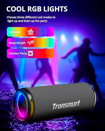 Tronsmart T7 Lite Portable Bluetooth Speaker, Wireless Outdoor Speaker with LED Light, App Control, Custom EQ, IPX7 Waterproof, Micro SD/TF Card, True Wireless Stereo for Beach, Boat, Pool, Bike, Gift