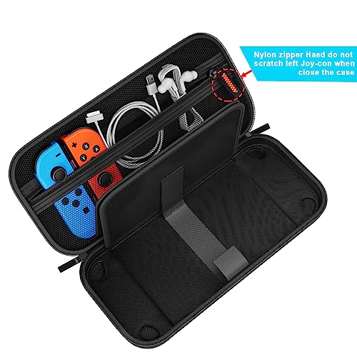 daydayup Switch Case Compatible with Nintendo Switch/Switch OLED - Carrying Case with 20 Game Cartridges, Protective Hard Shell Travel Case Pouch for Nintendo Switch Console & Accessories, Black