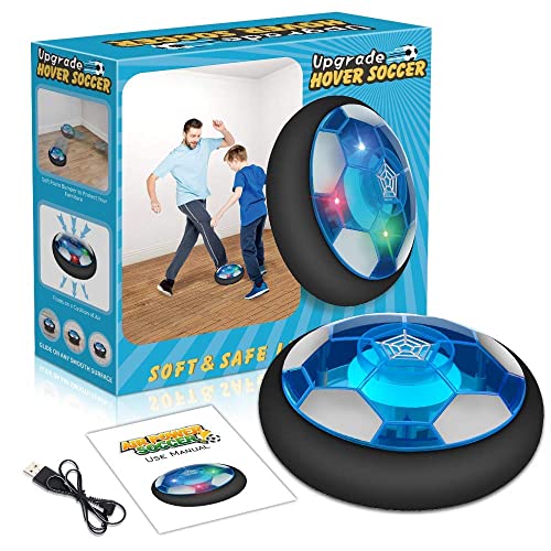 Growsland Kids Hover Soccer Ball Gift Boys Girls Age 3,4,5,6,7,8,9-12 Year Old Rechargeable Air Power Sport Football Game Colorful LED Light & Foam Bumpers Indoor Outdoor Disk Toy