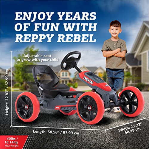 BERG Pedal Car Reppy Rebel with soundbox | Pedal Go Kart, Ride On Toys for Boys and Girls, Go Kart, Outdoor Games and Outdoor Toys, Adaptable to Body Lenght, Pedal Cart, Go Cart for Ages 2.5-6 Years