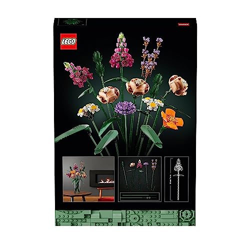 LEGO 10280 Icons Flower Bouquet, Artificial Flowers, Set for Adults, Decorative Home Accessories, Valentine's Day Treat Gift Idea for Women, Men, Her & Him, Wife or Husband, Botanical Collection