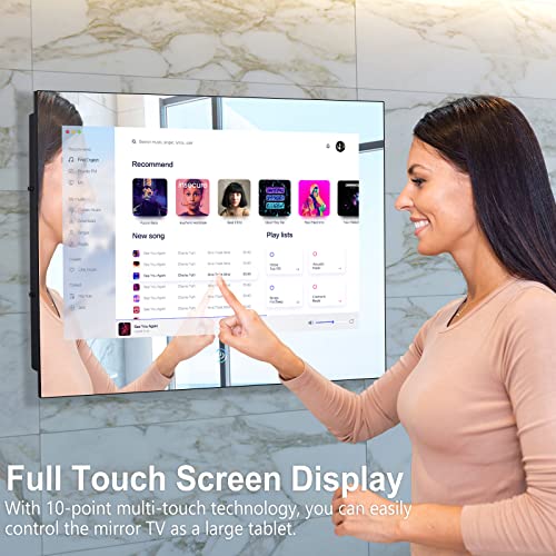 Haocrown 32 Inch Bathroom Mirror TV Waterproof Smart Touchscreen Android 11 Television, Full HD 1080P Smart TV with Freeview Satellite Tuners 2.4/5G Wi-Fi Bluetooth High-Brightness (2023, 8GB+64GB)