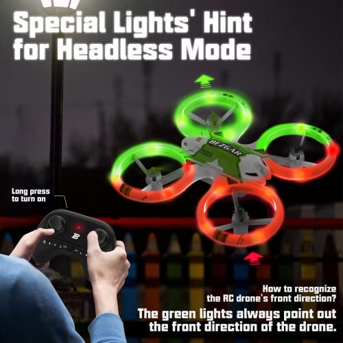 BEZGAR HQ051S Drone for Kids - Mini Drone with Upgraded LED Lighting Effect, RC Drones 3D Flip and Headless Mode, Quadcopter Drone for Beginners, Easy to fly Gift Toy for Boys Girls and Adults