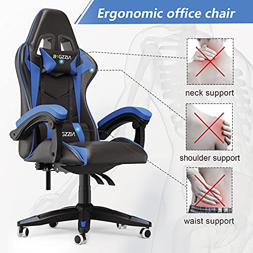 bigzzia Gaming Chair Office Chair Desk Chair Swivel Heavy Duty Chair Ergonomic Design with Cushion and Reclining Back Support