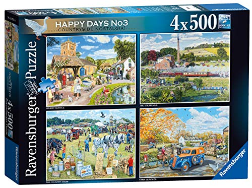 Ravensburger Happy Days No.3 Countryside Nostalgia 4x 500 Piece Jigsaw Puzzles for Adults and Kids Age 10 and Up