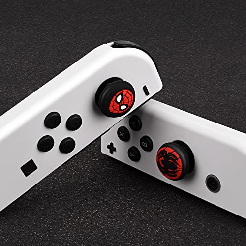 DLseego Thumb Grips Caps For Switch/Switch Lite/Switch OLED Joy Con Cool Movie Comic Hero Console Analog Joystick Protective Cover Cartoon Button Cap - Red and Black(4PCS)