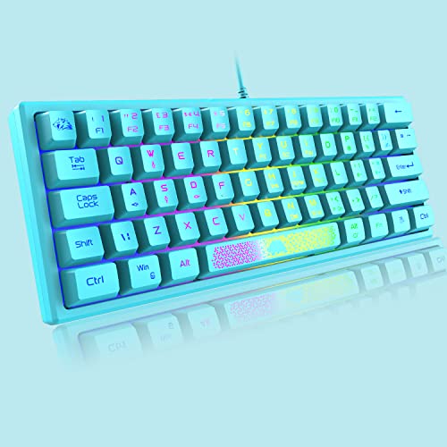 ZIYOU LANG K61 60% Percent Gaming Keyboard, Compact RGB Chroma Backlit STK61-Wired Mechanical Feel Membrane Keyboard, UK Layout Pro Mini 62 Keys, Waterproof, for PS4 XBOX PC Laptop Mac/Blue