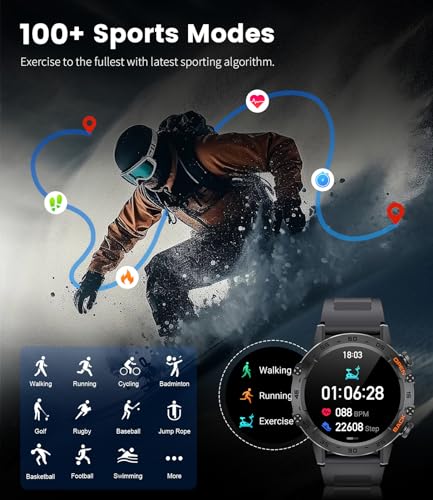 SIEMORL Smart Watches for Men,Answer/Calls Fitness Tracker with Sleep & Heart Rate Monitor,Rugged Military Large 400mAh Battery,IP68 Waterproof 1.43" HD AMOLED Mens Smart Watches for Android iOS