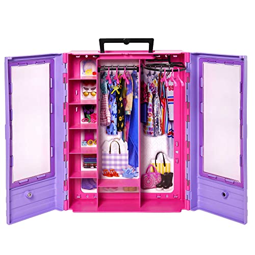 Barbie Fashionistas Ultimate Closet Accessory, Translucent Doors, Storage Spaces, Fold-out Rack, 6 Hangers, Great Gift for 3 Years Old & Up