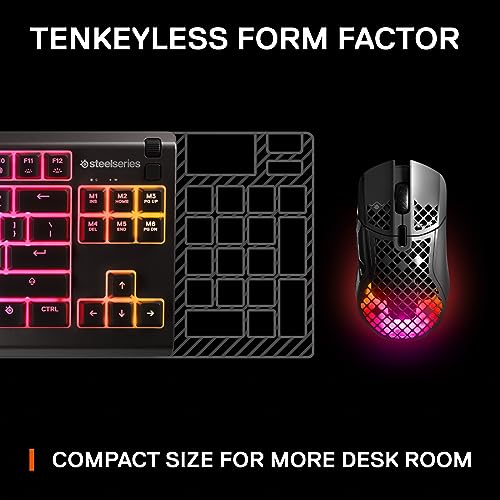 SteelSeries Apex 3 TKL - RGB Gaming Keyboard - Tenkeyless Compact Esports Form Factor - 8-Zone RGB Illumination - IP32 Water & Dust Resistant - English QWERTY Layout