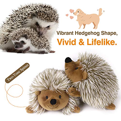 Pawaboo Bedtime Stuffed Animal Toys Plush Dog Toy Pet Chew Toy, [2PACK] Non-toxic Super Soft Plush Hedgehog Figure Toys, Brown