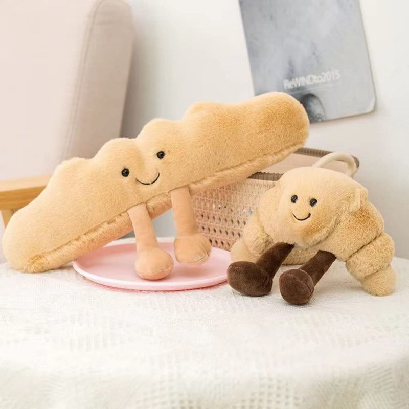 LAARNT 24CM Creative Simulation Smiley Croissant Plush Doll Party Decorations Appease Doll Valentine's Day Gift Children's Day Gift (1 Piece)