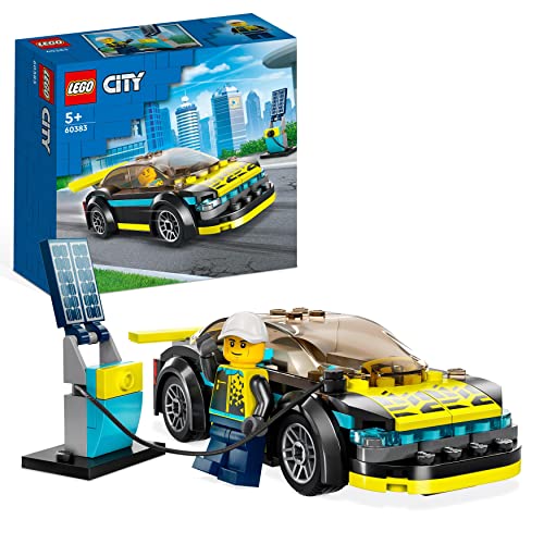 LEGO 60383 City Electric Sports Car Toy for 5 Plus Years Old Boys and Girls, Race Car for Kids Set with Racing Driver Minifigure, Building Toys