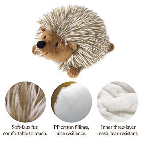 Pawaboo Bedtime Stuffed Animal Toys Plush Dog Toy Pet Chew Toy, [2PACK] Non-toxic Super Soft Plush Hedgehog Figure Toys, Brown