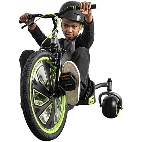 Huffy Green Machine Drift Trike Stunts Drifts and Spins Fun Action Packed Thrill Kart, Green, Grey & Black