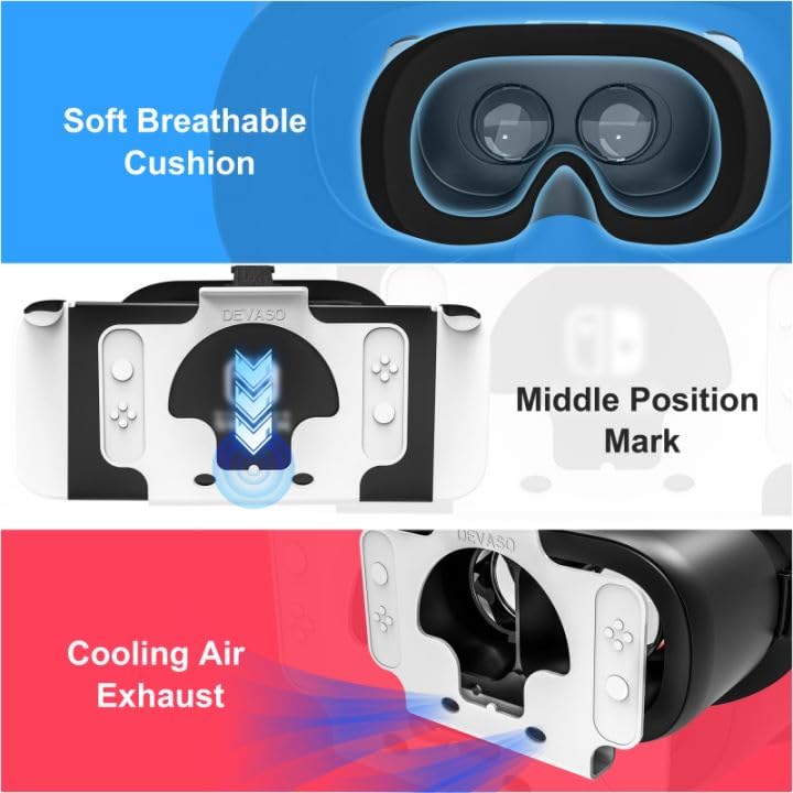 VR Headset Compatible with Nintendo Switch & Nintendo Switch OLED Model, Upgraded with Adjustable HD Lenses, Virtual Reality Glasses for Original Nintendo Switch