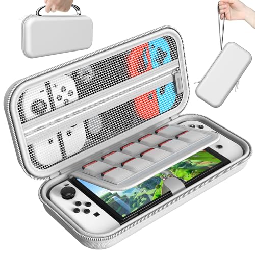 HSTOP Switch/Switch OLED Case for Nintendo Switch/Nintendo Switch OLED Travel Case for Nintendo Switch/Nintendo Switch OLED accessories with 10 Game Card Slot