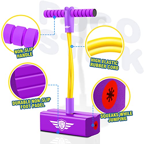 Toyzey Toys for 3 4 5 6 7 8 9 10 11 12 yr Old Girls boys, Pogo Sticks for Girls boys Outdoor Garden Games for 3-10 yr Olds Kids Toys Age 3-12 Children for 3-12 yr Old Girls boys Sensory Toys Purple