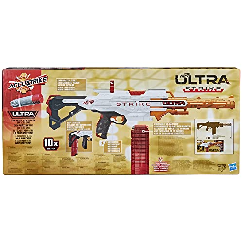 Nerf Ultra Strike Motorized Blaster, 10 Nerf AccuStrike Ultra Darts, 10-Dart Clip, Compatible Only with Nerf Ultra Darts