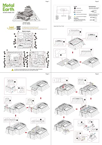 Metal Earth Fascinations Himeji Castle 3D Metal Model Kit Bundle with Tweezers