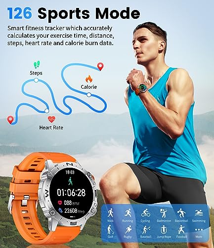 SIEMORL Smart Watch for Men, 1.43“ AMOLED Touch Screen with Answer/Make Calls Fitness Tracker Watch with Heart Rate Monitor,Pedometer,100 Sports Modes,IP68 Waterproof Smartwatch for Android iOS