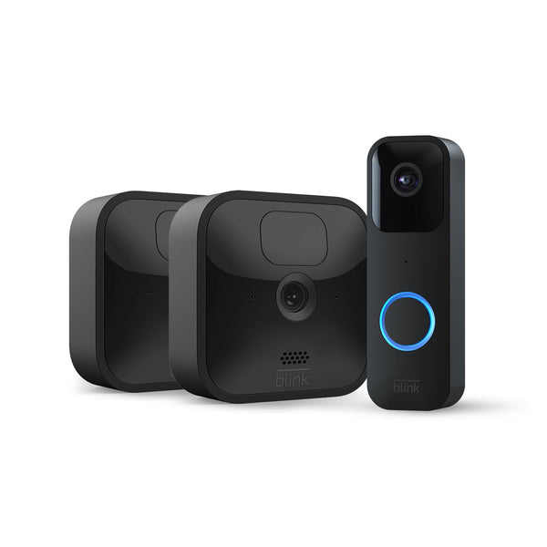 Blink Outdoor with two-year battery life | 2-Camera System + Blink Video Doorbell | HD Smart Security camera with motion detection, and Alexa enabled, Blink Subscription Plan Free Trial