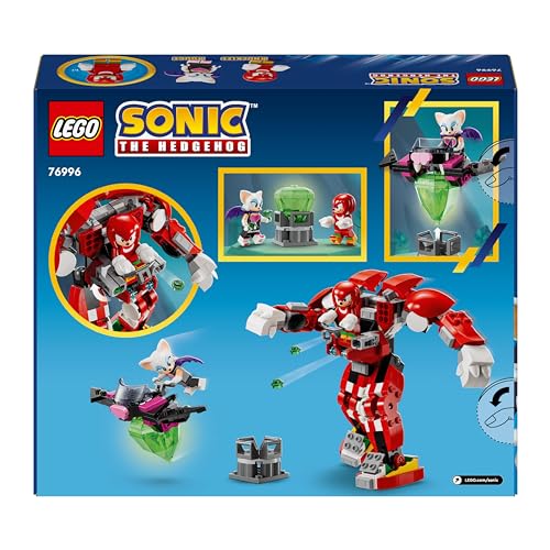 LEGO Sonic the Hedgehog Knuckles’ Guardian Mech, Action Figure Toy for Kids Boys & Girls with Video Game Character Figures Incl. Knuckles and Rouge the Bat, Plus a Master Emerald, Fun Gift Idea 76996