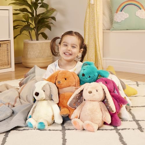 B. toys – Plush Bunny - Super Soft Stuffed Animal - Washable Rabbit Toy - HappyHues for Babies and Toddlers - 0 Months +, Coral Orange