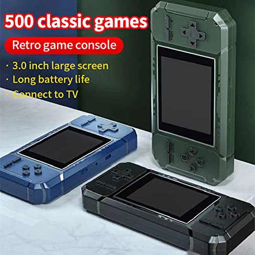 Lrtzizy Retro Portable Mini Handheld Game Console 8-Bit 3.0 Inch Color Screen LCD Game Player Built-in 500 Games-Green