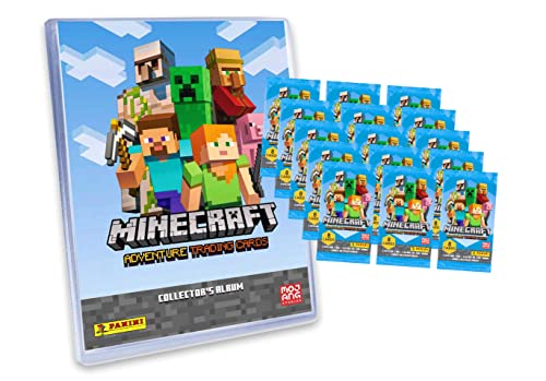 Panini Minecraft Trading Cards - Trading Cards Adventure Series 1 - Card Selection (1 Folder + 15 Boosters)