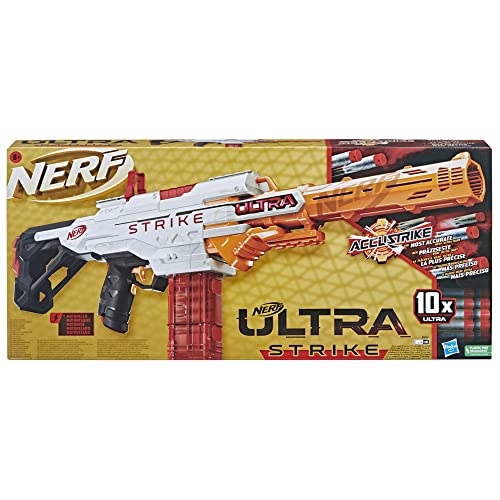 Nerf Ultra Strike Motorized Blaster, 10 Nerf AccuStrike Ultra Darts, 10-Dart Clip, Compatible Only with Nerf Ultra Darts