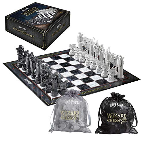 The Noble Collection Harry Potter Wizard Chess Set - Includes Chess Piece Storage Bags - Officially Licensed Harry Potter Film Set Movie - Gifts for Harry Potter Fans