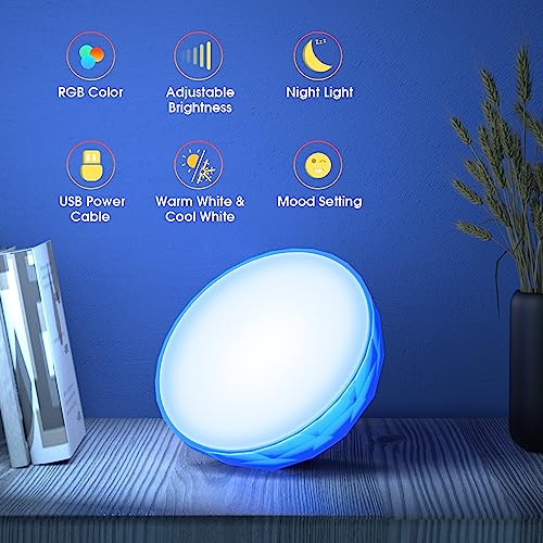 kazumi Versatile Smart LED Mood Lamp: Dimmable RGB Color, Decorative Night Light for Bedrooms, Living Room & Gaming Areas, Ideal for Small Spaces & Picture Displays - Chic White