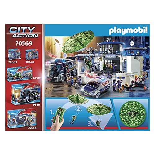 Playmobil 70569 City Action Police Parachute Pursuit Search, fun imaginative role-play, playset suitable for children ages 4+