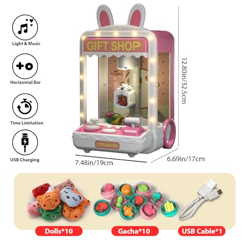 Eyccier Mini Claw Machine For Kids Adjustable Sounds and Music Kids Claw Machine with Mini Plush ＆ Capsule Toys Arcade Game Mini Vending Machine Birthday Gifts for Girls Style 2