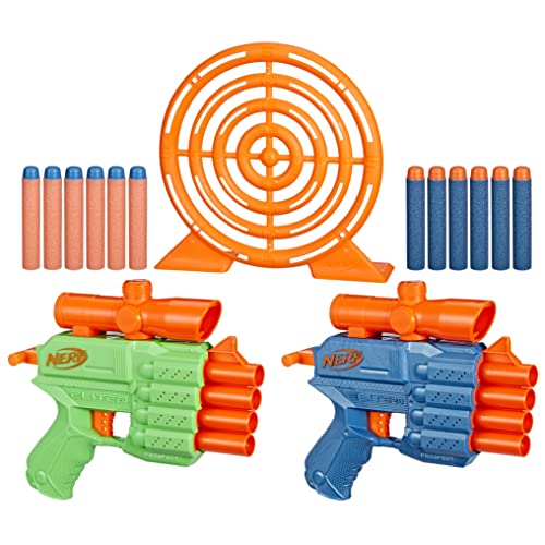 NERF Elite 2.0 Face Off Target Set, Includes 2 Dart Blasters & Target & 12 Elite Darts, Toy Foam Blasters for Kids Outdoor Games