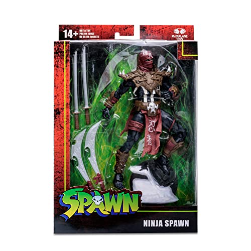 McFarlane Toys, Spawn Comic Ninja Spawn Action Figure set with 22 Moving Parts, Collectible Figure with Accessories and Collectors Stand Base – Ages 12+