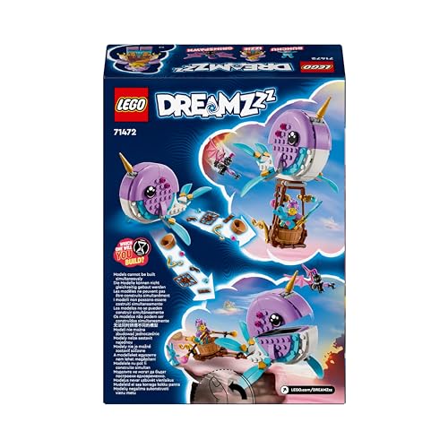 LEGO DREAMZzz Izzie's Narwhal Hot-Air Balloon Toy, Sea Animal Building Set, Save Bunchu from a Grimspawn, Transforming Whale Toy Figure, Gifts for Girls Boys and Kids Aged 7 Plus Years Old 71472