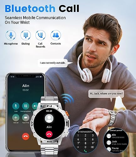 SIEMORL Smart Watch for Men, 1.43“ AMOLED Touch Screen with Answer/Make Calls Fitness Tracker Watch with Heart Rate Monitor,Pedometer,100 Sports Modes,IP68 Waterproof Smartwatch for Android iOS