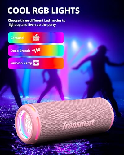 Tronsmart T7 Lite Bluetooth Speaker - Wireless Portable Speaker with Powerful 24W Bass, IPX7 Waterproof, 24H Playtime, LED Lights, App Control, True Wireless Stereo for Party, Outdoors, Travel, Sport