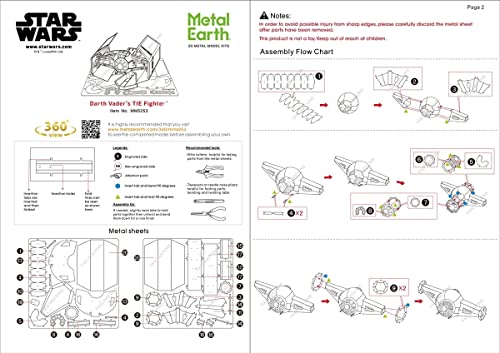 Metal Earth Fascinations Star Wars Darth Vader's TIE Fighter Advanced X1 3D Metal Model Kit Bundle with Tweezers