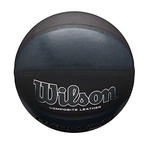 Wilson REACTION PRO SHADOW Basketball, Mixed Leather, Size: 7, For Indoor and Outdoor Use, Black, WTB10135XB07