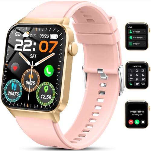 Smart Watch Women for Answer/Make Calls, 1.85"Smartwatch for Women Men, Fitness Watch with Heart Rate Sleep Monitor, 113 Sport Modes Step Counter, IP68 Waterproof Activity Tracker for iOS Android Pink