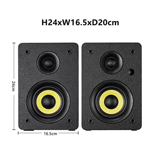 Sanyun SW206 80W Active Dual-Mode Bookshelf Speakers, 4inch Studio Monitor and HiFi Mode, Optical Coaxial TRS Aux Bluetooth 5.0 USB with 24bit DAC, for Home Music System Turntable TV PC Desktop, Black