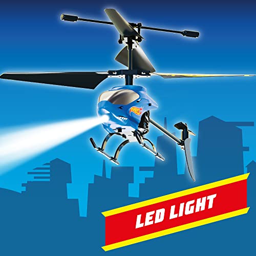 Hot Wheels Helicopter, Remote Control Shark Bite, RC 2 Channel with Gyro Control, Easy to Fly with lights, Crash Proof, Licensed Toy for kids by Bladez Toyz