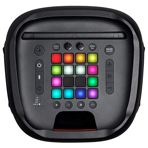 JBL PartyBox 1000 - High power bluetooth speaker with light effects, USB playback and mic/guitar inputs, in black with a full multicolour panel